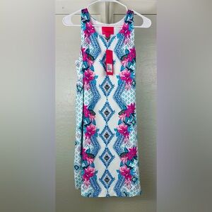 Lilly Pulitzer Jackie Shift Resort White Girls Best Friend Engineered Woven Dres